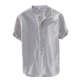 Linen Short Sleeved Pullover Shirt 3306 Original Cotton Linen European and American Style Short Sleeved Shirt T-shirt