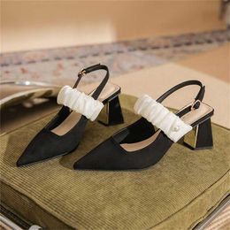 Hot Baotou Thick Heeled Sandals For Womens Summer Sandal Women Pointed Temperament With High Sandles Heels Fenty Slides 240228
