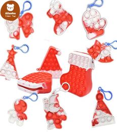 Sensory Toy Toys Push its s Christmas Series Children Bubble Music Keychain Santa Claus Gingerbread Man Tree Butterfly5156487