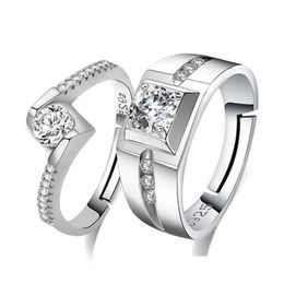 Solitaire Ring Update Cubic Zircon Diamond Ring Solitaire Adjustable Sier Engagement Wedding Couple Rings Mens Drop Delivery Jewelry Dhcv7