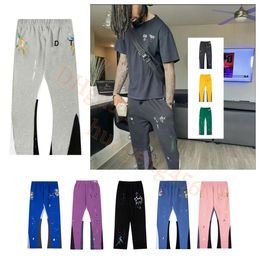 Gallerydept Pants Mens and Womens Ink Splashed Hand-painted Graffiti High Street Drawstring Loose Casual Wide Leg Long