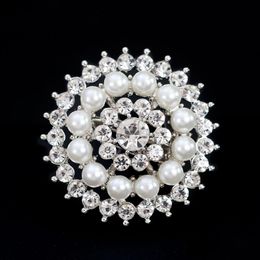 Pins, Brooches Fashion Crystal Diamond Brooch Pins Pearl Flower Bouquet For Women Jewelry Will And Sandy Gift Drop Delivery Jewelry Dhqta