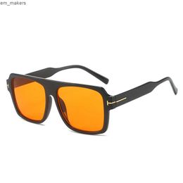 Pilot sunglasses mens high-end trendy brand large frame sun protection new square black frame T-shaped decorative sunglasses