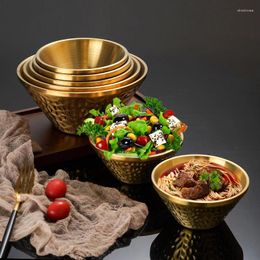 Bowls 1PCS Creative Stainless Steel Salad Ramen Noodles Bowl Korean Tableware Soup Fruit Golden Double Layer Kitchen Utensils