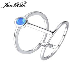 Cluster Rings Female Male Round Blue White Fire Opal Ring Wedding Bands Gold Geometric Cocktail For Men Women Party Jewellery Gifts9732971