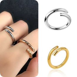 Love rings for women diamond ring designer finger nail jewelry fashion classic titanium steel band gold silver rose color Size 5-10EWX7