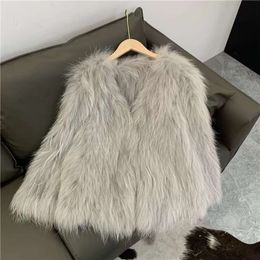 Full Leather Raccoon Double-Sided Woven Women's Coat 2023 Haining Short Fashionable Slimming Real Fur 389496