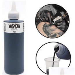 Tattoo Inks Black Color 8Oz Professional Tattoo Pigment Ink Permanent Painting Supply For Body Beauty Art Drop Delivery Health Beauty Dhcz8