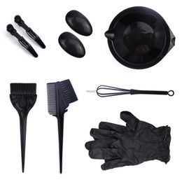 Hair Colour Mixing Bowls 10pc Black Hair Dyeing Accessories Kit Hair Colouring Dye Comb Stirring Brush Plastic Colour Mixing Bowl DIY Hair Styling ToolL2403