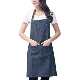 Kitchen Apron Unisex Denim Aprons Adjustable Men Women Apron With Pocket Chefs Cooking Baking Avental Home Cleaner Tool6678261