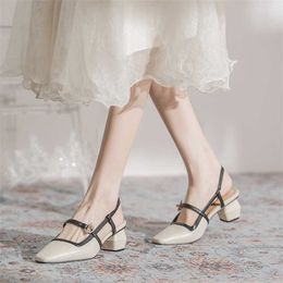 Sell Summer Sandal Women Thick Heel Shaped Niche Design High Womens Shoes Colour Matching Contrast Fashion Baotou Sandals 240228