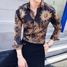 British Style Mens Business Casual Shirts/Male Slim Fit Printing Leisure Long Sleeve Shirts Tops Plus Size S-4XL 240307