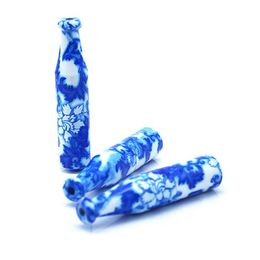 china blue and white Colour Tobacco Metal Pipe Philtre smoking Hand pipes cigarette holder Mini Snuff 78mm Oil Rigs tool accessories