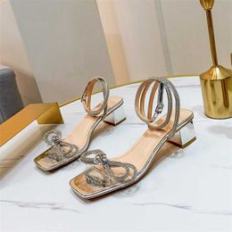 Sell Womens Evening Shoes Square Head Hollow Sandals Platform Wedges Rhinestone One-sided Belt Summer Sandal Flip Flop Sandles Heels 240228