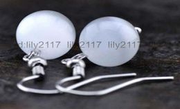 Fashion New 10mm Cat Eye stone Opal Silver Hook Dangle Earrings5478829