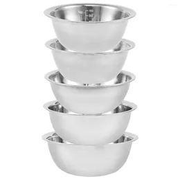 Bowls 5 Pcs Stainless Steel Mixing Bowl Set Multipurpose Soup Basin Space Saving Salad Dishwasher Safe For Kitchen Cooking