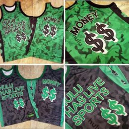 Dense Embroidery Hulu Mesh Basketball Jerseys Green Black Man Size S-XXL
