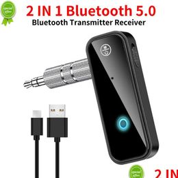 Car Bluetooth Kit New Bluetooth 5.0 Transmitter Receiver 2 In1 Wireless Adapter 3.5Mm O Stereo Aux For Music Hands Headset Drop Delive Dhcw8