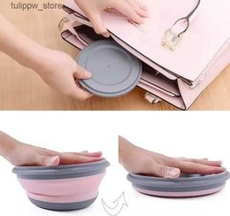 Bento Boxes 3pcs/set Silicone Folding Lunch Box with Lid Portable Picnic Camping Bowl Set Kitchen Tableware Kit Foldable Fruit Salad Bowl L240307