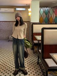 Women's Jeans Korean Style Niche With Wide Legs For Casual Street Fashion High-Waisted Long Pants