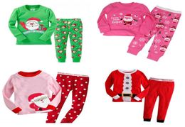 Kids Christmas Suit 25 Colours Toddler Cartoon Santa Claus Striped Casual Outfits Kids Leisure Clothes Girls Cotton Printed Clothes7796666