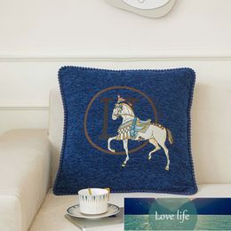 Chenille Jacquard Light Luxury Simplicity Modern Pillow Cover Sofa Cushion Cover White Horse Bedside Cushion Cushion