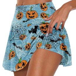 skirt Elastic Golf Skirt Women Fashion Halloween Funny Print Running Skirt Sporting Shorts Workout Tennis Shorts Gym Skirt 2023 New