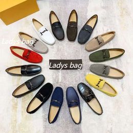 Men Designer casual dress shoes flat tod Embellished leather loafers Round-toe Loafers city gommino driving loafer genuine leather non-slip High Quality Shoes