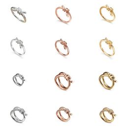 12 Styles High Quality Designer Knot Ring Extravagant 18K Gold Silver Rose Letter Diamond Rings Women Men Wedding Jewellery Lady Party Gifts