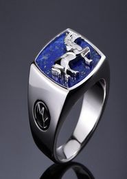 2021 Korean Thai S925 black stone lapis lazuli s for man simple 925 silver men039s ring boyfriend gift5888580