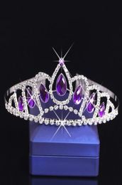 Purple Crystal Diamond Girls Headpieces Combs Kids Crown Flower Girl Rhinestone Baby Head Pieces for Wedding Girls Accessories Hea3563005