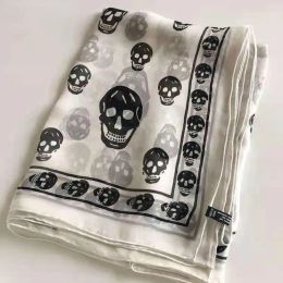 silk scarf Summer Beach Square Shawl Ladies Designer Skull Print Chiffon Scarf Muslim Hijab For Women Luxury Skeleton Wrap 120cm 120cmScarve