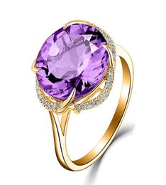 Purple crystal amethyst gemstones zircon diamonds rings for women 18k gold color jewelry bijoux bague party fashion gifts7233779