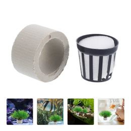 Fish Tank Planting Tool Ceramic Pot Aquarium Holding Ring Sponge Rocks Supplies Weights Planter For decoration 240226