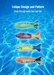 Underwater Torpedo Rocket Swimming Pool Toy Swim Dive Sticks Holiday Games rubber torpedoes Snorkelling 4PCSSET5140483