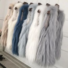 Fur 2023 Women Autumn Winter New Faux Raccoon Fur Vest Female Vneck Warm Sleeveless Coats Ladies Short Imitation Fur Vest Y493