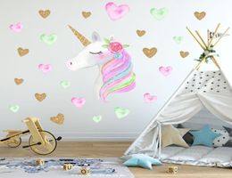 New 3660cm unicorn wall sticker children baby Animal Cartoon PVC unicorn horns home decor wall stickers Decal Kids Bedroom Decora1962521