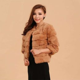 New Short Coat Haining Korean Round 9/4 Sleeve Rabbit Hair Neck Women's Fur 639968