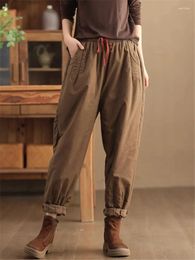 Women's Pants 2024 Korean Designer Winter Warm Clothes Womens Fashion Loose Padded Ladies Casual Classic Cotton Harem Trousers