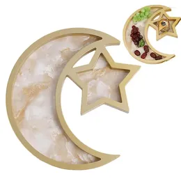 Plates Eid Tray Kurban Bairam Wooden Candy Serving Plate With Moon Star Design Party Table Accessories Durable Kitchen Gadgets