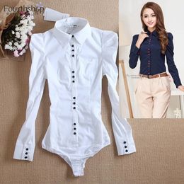 Women Body Shirts and Blouses Long Sleeved Fashion Bodysuits White Color Autumn Winter Tops Office Lady Work Formal Shirt Female 240226