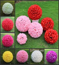 Wedding Decorations 40cm 16 Inch Artificial Rose Silk Flower Kissing Balls Pomander Rose Wedding Flowers Bouquet Hanging Balls Par3183748