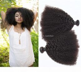 Unprocessed Raw Afro Kinky Hair Weave 3Pcs Lot 10quot30quot Natural Colour Brazilian Human Hair Extensions Afro Kinky Curly Ha8695465