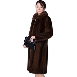 Imitation Women's Whole Long Style, New Middle-Aged Elderly Mink Fur Grass Coat, Oversized For Slimming, Casual And Warm 615217