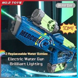 Toys Gun Gun Toys Summer Fully Automatic Electric Water Gun with Light Rechargeable Continuous Firing Party Game Kids Space Splashing Toy Boy Gift 240307