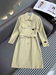 Designer Mulher Roupas Vestidos Casuais PPDAS Mangas Temperamento Commuting Poliéster Redondo Pescoço Bolso Slim Fit, Cor Sólida Trench Coat para Mulheres