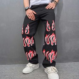 Men Casual Jeans Fat Relaxed Loose Pants Wide Leg Street Dancing Skateboard Pants Denim Jean Straight Trousers Clothing Big Size Vintage 40B19