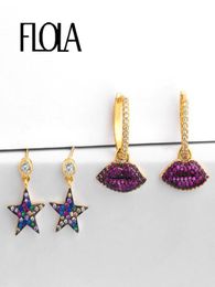 Trendy Girl Star Earrings Punk Stud Zircon Lip Huggies Aretes De Moda Accesories Small Ersq285409477