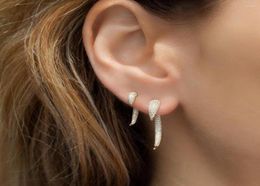 Stud Earrings Top Quality Women Punk Jewelry Rivet Spike Design Front Back Double Side Micro Pave Cz Horn Earring6966161