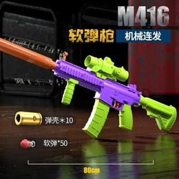 Sand Play Water Fun 2024 New Model Of Revolving Carrot Gun Toy M416 Soft Bullet Gun With Automatic Shell Ejection 1911 ChildrenS Toy Gun Q240307